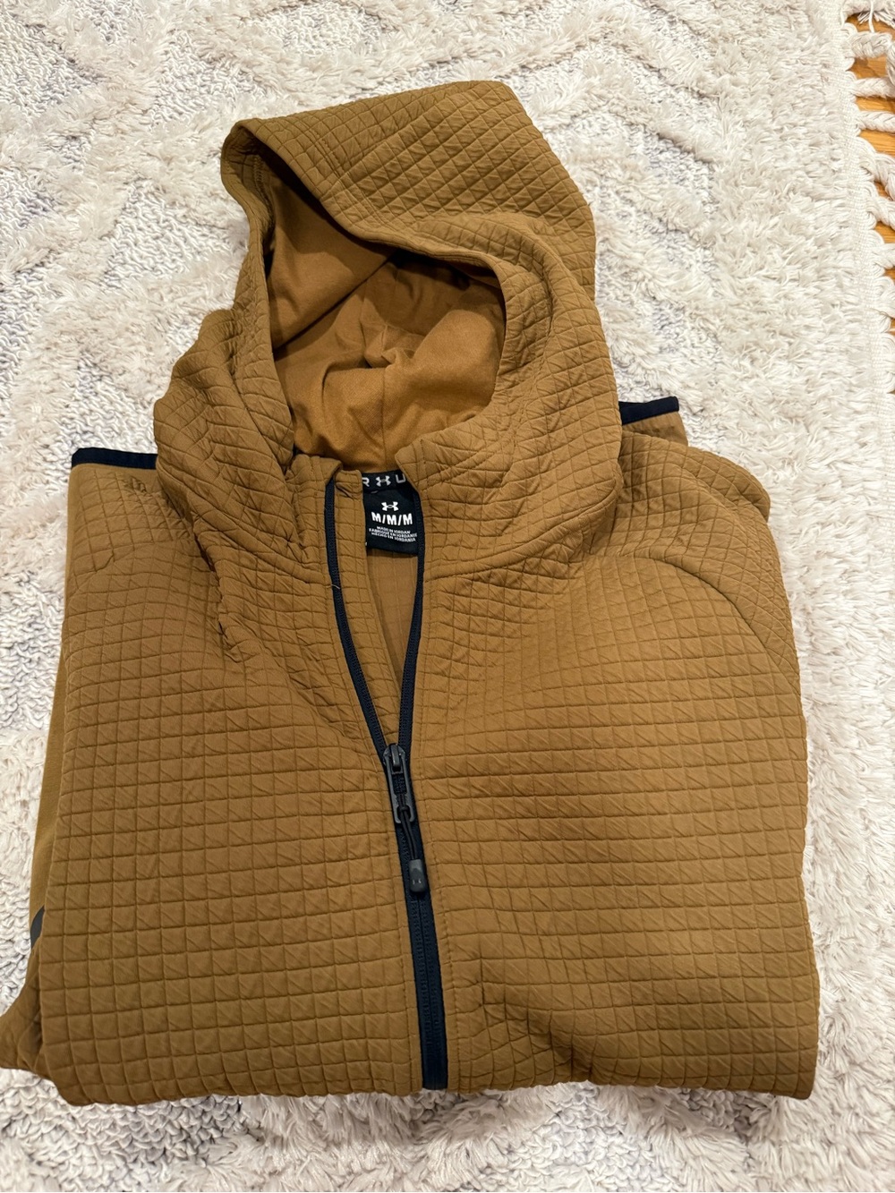 Under Armour Quilted Hooded Jacket in Camel